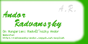 andor radvanszky business card